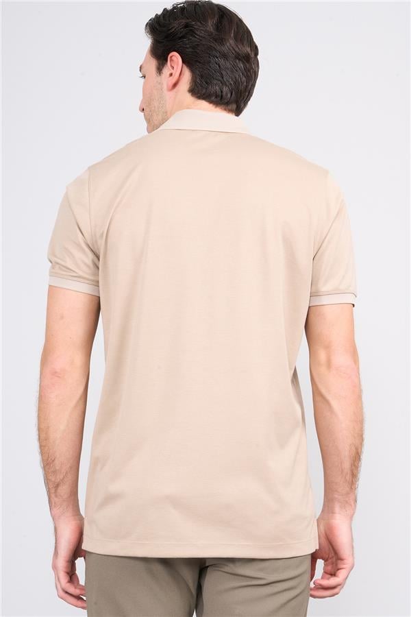 Halifaks K.Bej Erkek 12625 Düğmelı Polo Yaka Kısa Kol Etek Recme T-Shirt