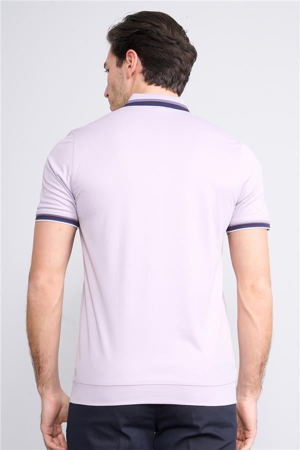 Halifaks Lila Erkek 12631 Cıtcıtlı Kuşaklı Polo K Kol Etek Ribana Kazak