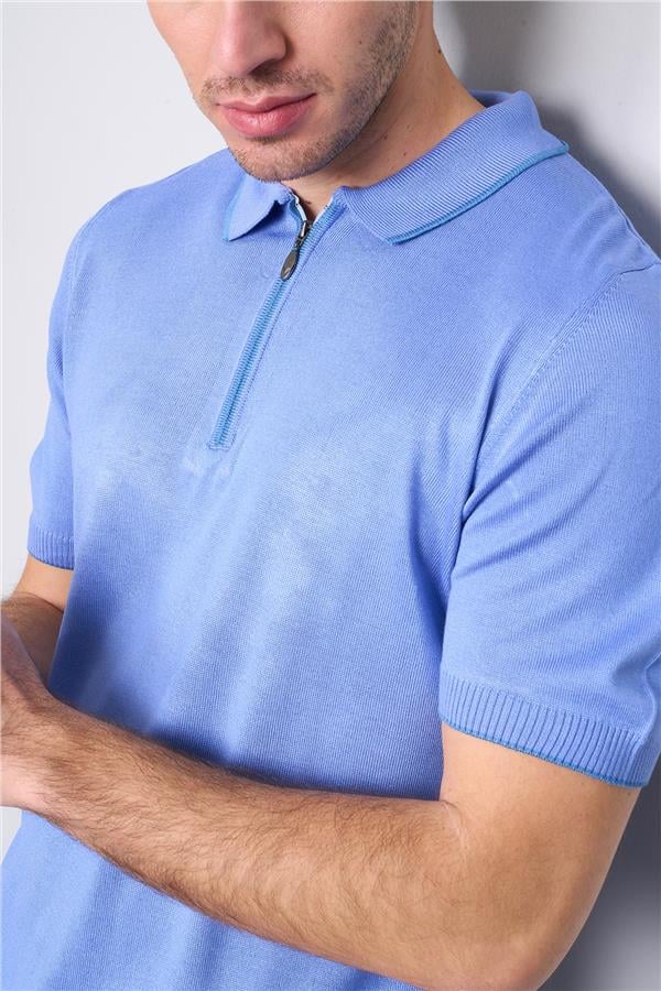 Halifaks Mavi Erkek 39553 40 Ferm Polo Yk 20 2 Vıs Cot Tac Basıc Kısa Kol T-Shirt