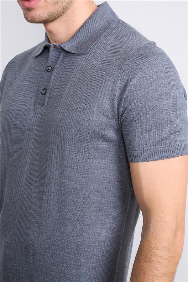 Halifaks O.Gri Erkek 39788 40 Düğm Polo Yk 20 2 Vıs Cot Tac Tek Kat Kısa Kol T-Shirt