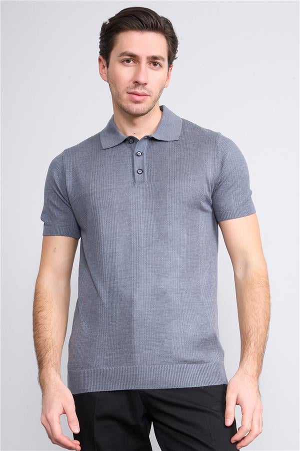 Halifaks O.Gri Erkek 39788 40 Düğm Polo Yk 20 2 Vıs Cot Tac Tek Kat Kısa Kol T-Shirt