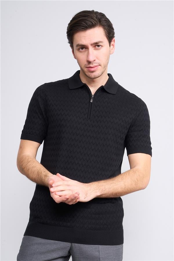 Halifaks Siyah Erkek 39796 40 Ferm Polo Yk 20 2 Vıs Cot Tac Tek Kat Kısa Kol T-Shirt