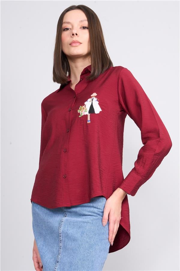 Helly Mg-5166 Kırmızı Kadın Kız Baskılı Gomlek