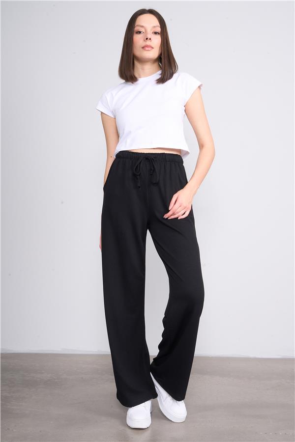 Helly Y25 Mp-3965 Siyah Kadın Beli Bağlamalı Bol Pantolon