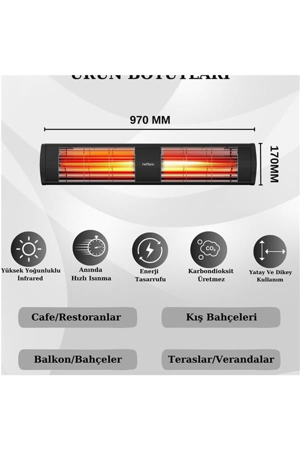 Hottable Supreme Duvar Tipi Dış Mekan İnfrared Isıtıcı 3000 Watt