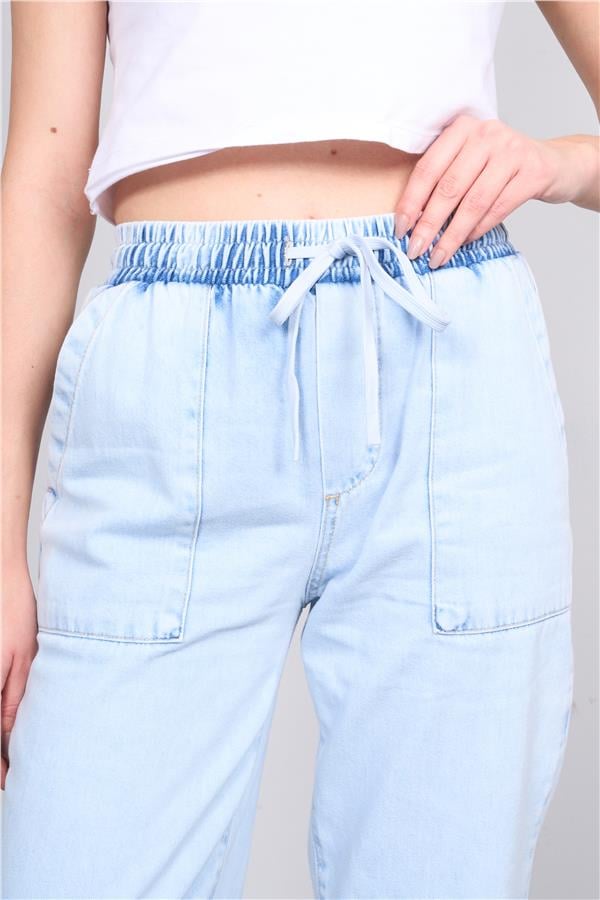 İkoll 0032412 028 Mavi Kadın Jogger Denim Pantolon