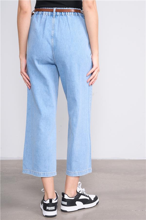 İkoll 0033463 Mavi Kadın Cropped Denim Pantolon
