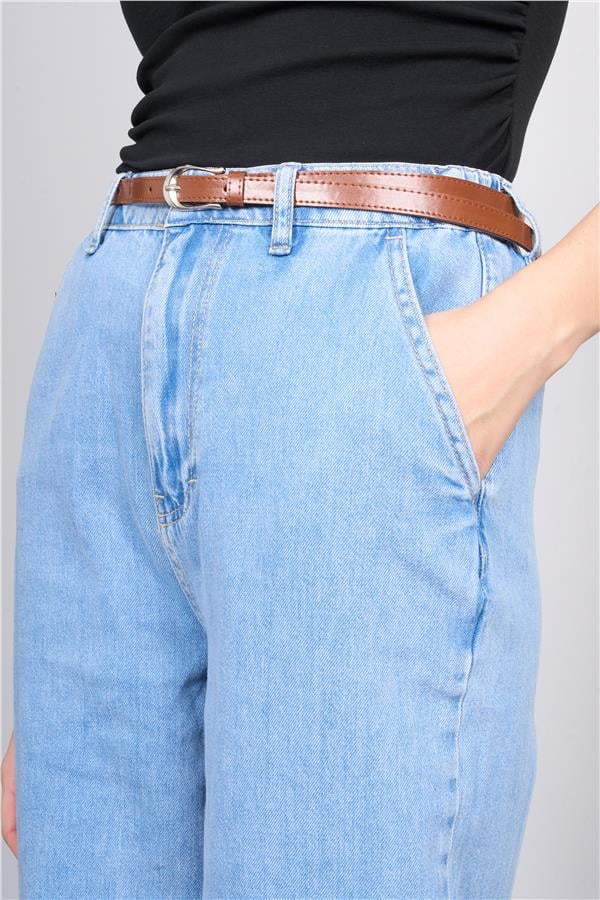 İkoll 0033463 Mavi Kadın Cropped Denim Pantolon
