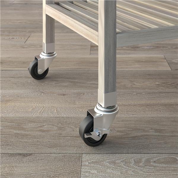 İnterbuild Masif Akasya Ahşap Holger Servis Arabası (520x520x850 mm) Org Beyaz - 674838