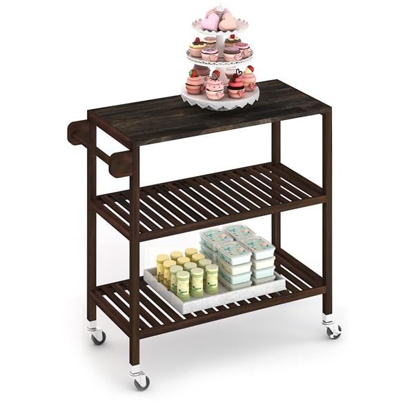 İnterbuild Masif Akasya Ahşap Holger Servis Arabası (799x349x850 mm) Espreso - 674777
