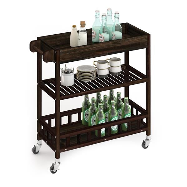 İnterbuild Masif Akasya Ahşap Holger Tepsili Servis Arabası (799x349x850 mm) Espresso - 675033
