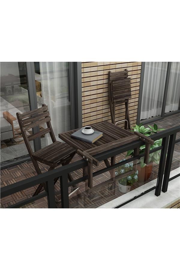 İnterbuild Sofia Katlanabilir Bahçe Bar Sandalyesi (2'li Paket) Espresso - 673848
