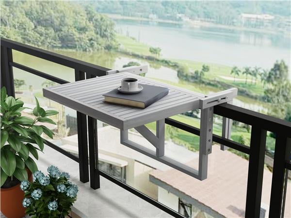İnterbuild Stockholm Katlanır ve Ayarlanabilir Balkon Masası Alaca Gri - 673800