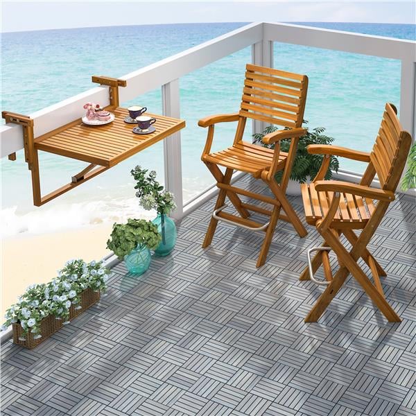 İnterbuild Toronto Katlanır ve Ayarlanabilir Balkon Masası Altın Tik - 669759