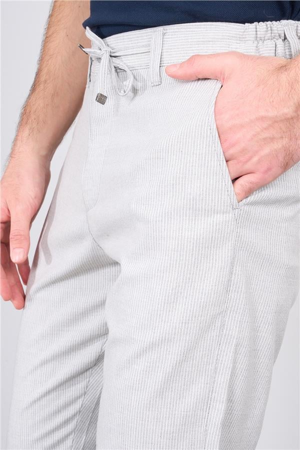Kagi Acık Gri Erkek Step Cızgılı Jogger Pantolon