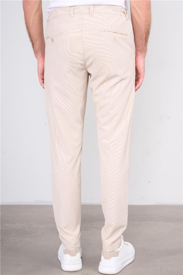 Kagi Bej Erkek Zeplın Cızgılı Jogger Pantolon