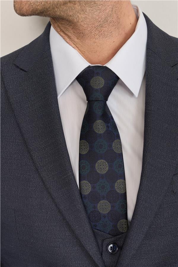 Kagi Lacivert Erkek Pamuk Polyester Modena Yelekli Takım