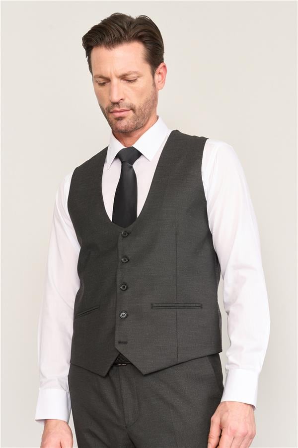 Kagi Siyah Erkek Pamuk Polyester Modena Yelekli Takım