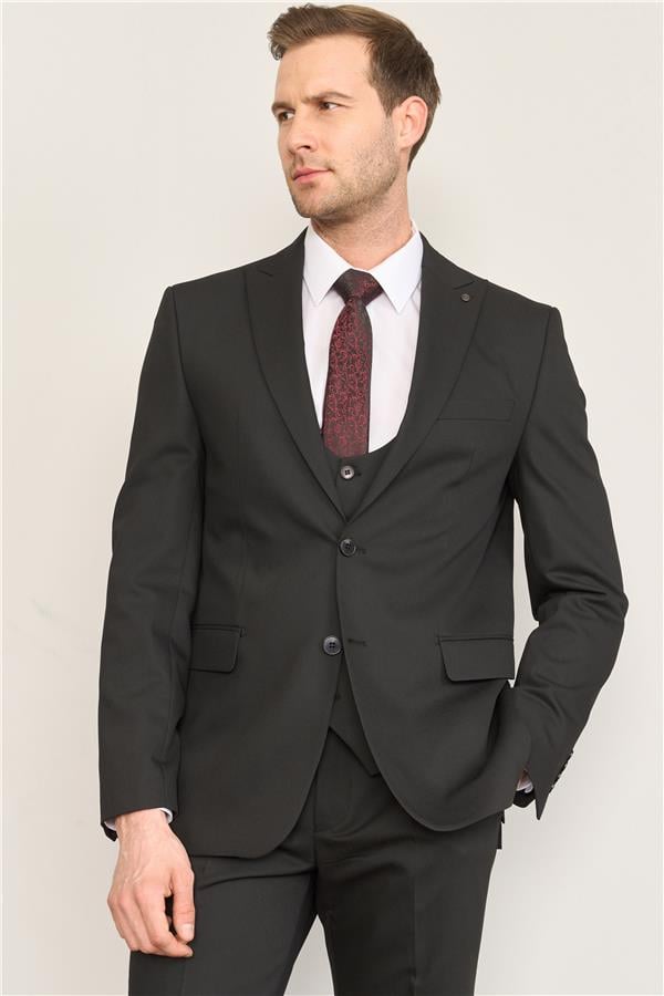 Kagi Siyah Erkek Pamuk Polyester Palermo Yelekli Takım