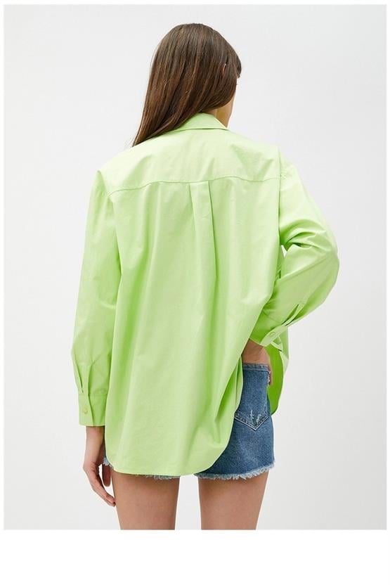 Koton 3Sak60011Pw 786 Yeşil Kadın Pamuk Woven Tops Gömlek