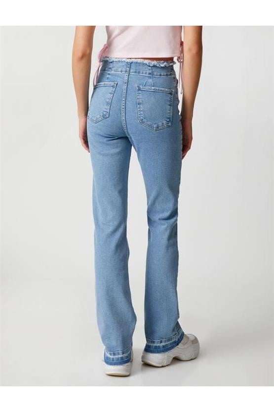 Koton 3Sal40021Md Lgt Açık İndigo Kadın Pamuk Denim Pantolon