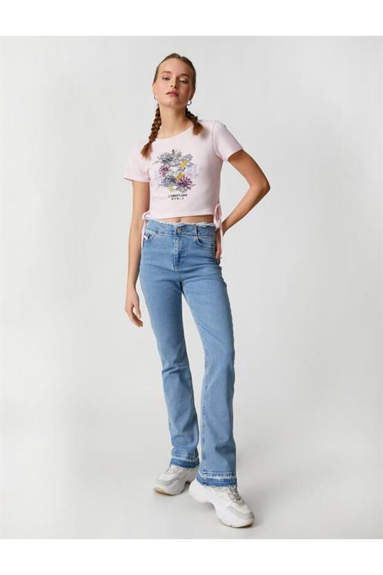 Koton 3Sal40021Md Lgt Açık İndigo Kadın Pamuk Denim Pantolon