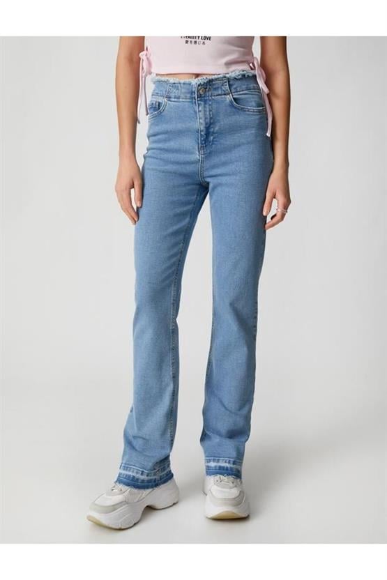 Koton 3Sal40021Md Lgt Açık İndigo Kadın Pamuk Denim Pantolon