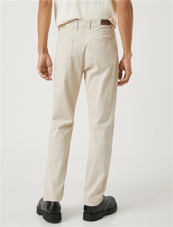 Koton 3Sam40010Hw Bej 057 Erkek Pamuk Woven Bottoms Pantolon