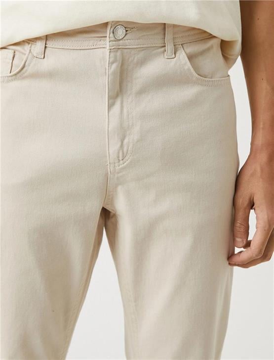 Koton 3Sam40010Hw Bej 057 Erkek Pamuk Woven Bottoms Pantolon