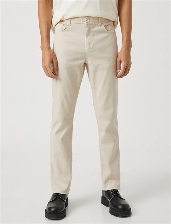 Koton 3Sam40010Hw Bej 057 Erkek Pamuk Woven Bottoms Pantolon