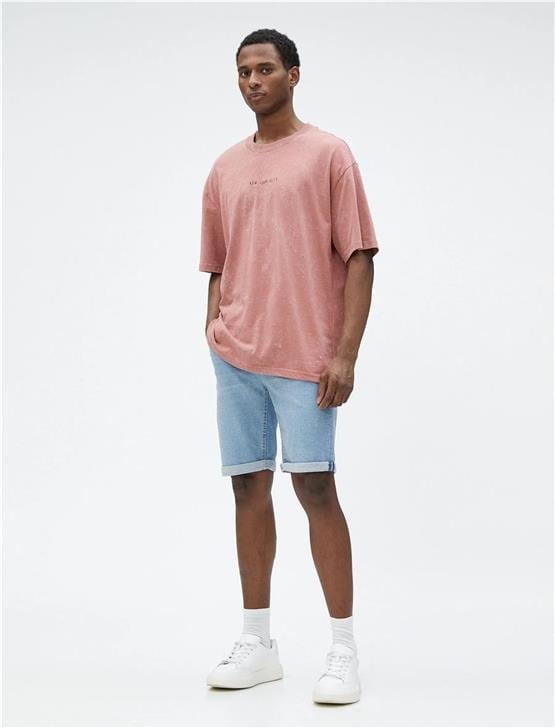 Koton 3Sam40208Nd Açık İndigo 600 Erkek Pamuk Denim Short