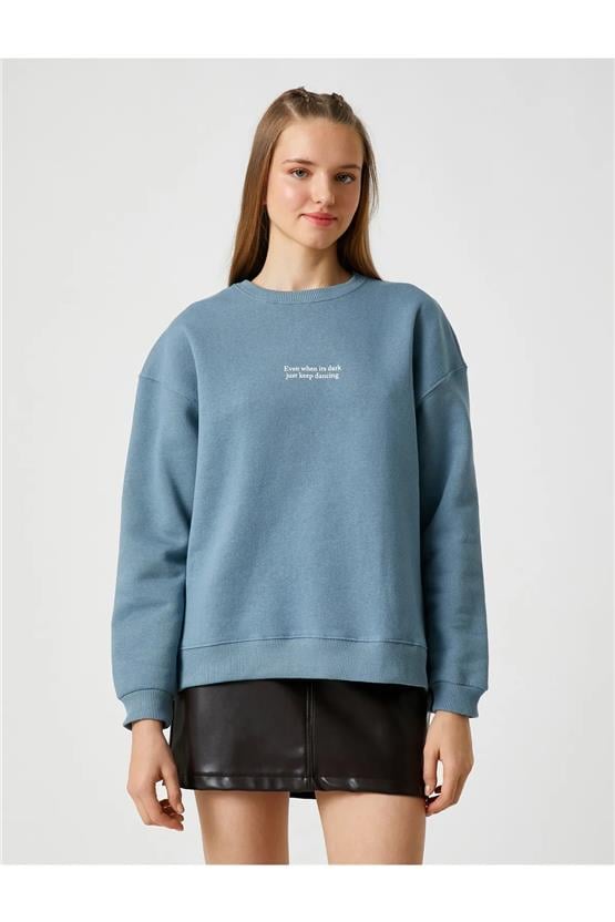 Koton 3WAL10043IK Mavi 624 Genç Kız Jersey Sweatshirt