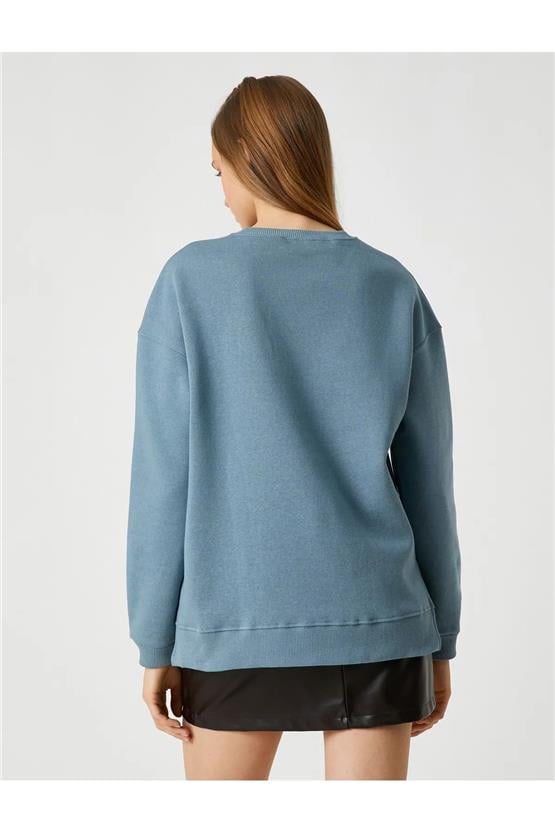 Koton 3WAL10043IK Mavi 624 Genç Kız Jersey Sweatshirt