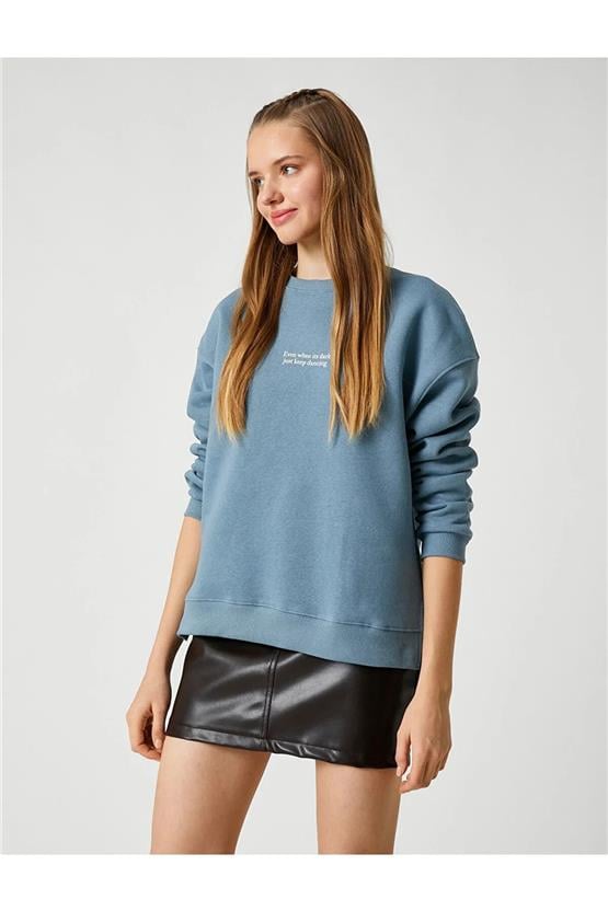 Koton 3WAL10043IK Mavi 624 Genç Kız Jersey Sweatshirt