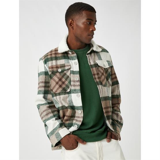 Koton 3Wam20169Hw Gri Ekose 0C2 Erkek Akrılık Outerwear Ceket