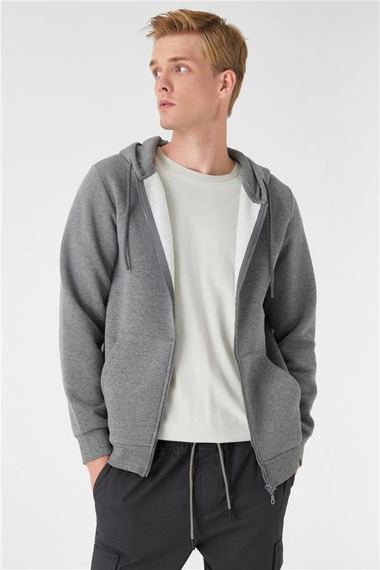 Koton 3Wam70057Mk Antrasit 931 Erkek Pamuk Jersey Sweatshirt