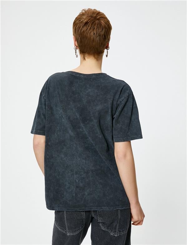 Koton 4Sal10070Ik 931 Antrasit Genç Kız Pamuk Jersey Kısa Kollu T-Shirt
