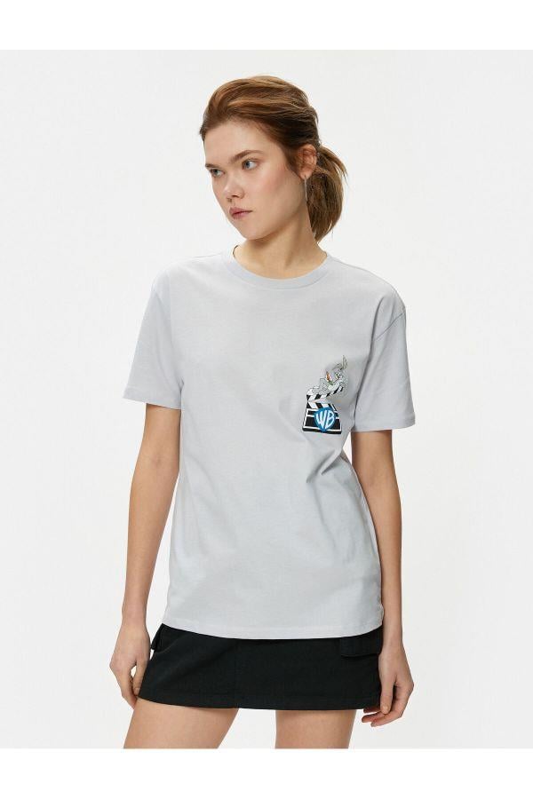 Koton 4Sal10139Ik 023 Gri Genç Kız Pamuk Jersey Kısa Kollu T-Shirt
