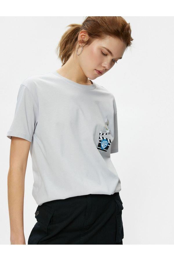 Koton 4Sal10139Ik 023 Gri Genç Kız Pamuk Jersey Kısa Kollu T-Shirt