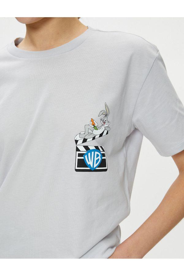 Koton 4Sal10139Ik 023 Gri Genç Kız Pamuk Jersey Kısa Kollu T-Shirt