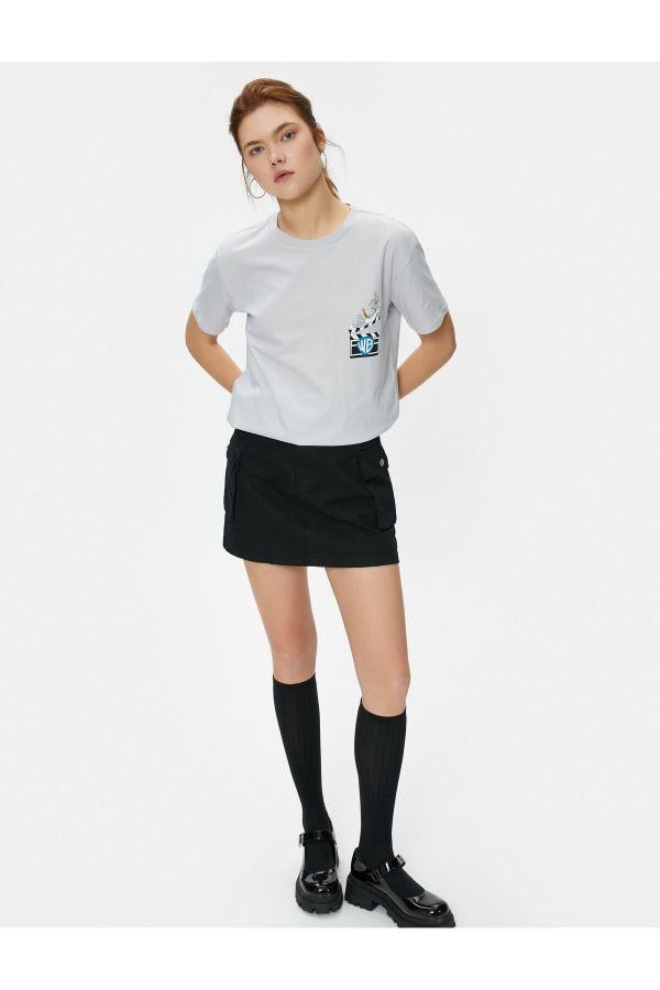 Koton 4Sal10139Ik 023 Gri Genç Kız Pamuk Jersey Kısa Kollu T-Shirt