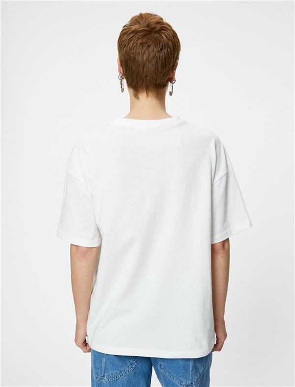 Koton 4Sal10232Ik 010 Ekru Genç Kız Jersey Kısa Kollu Basic T-Shirt