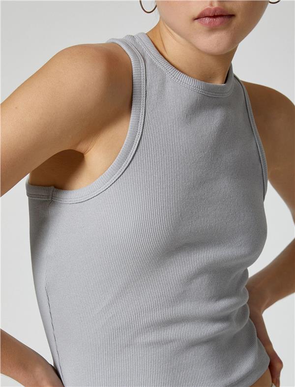 Koton 4Sal30065Ik 031 Gri Genç Kız Jersey Kolsuz Basic T-Shirt