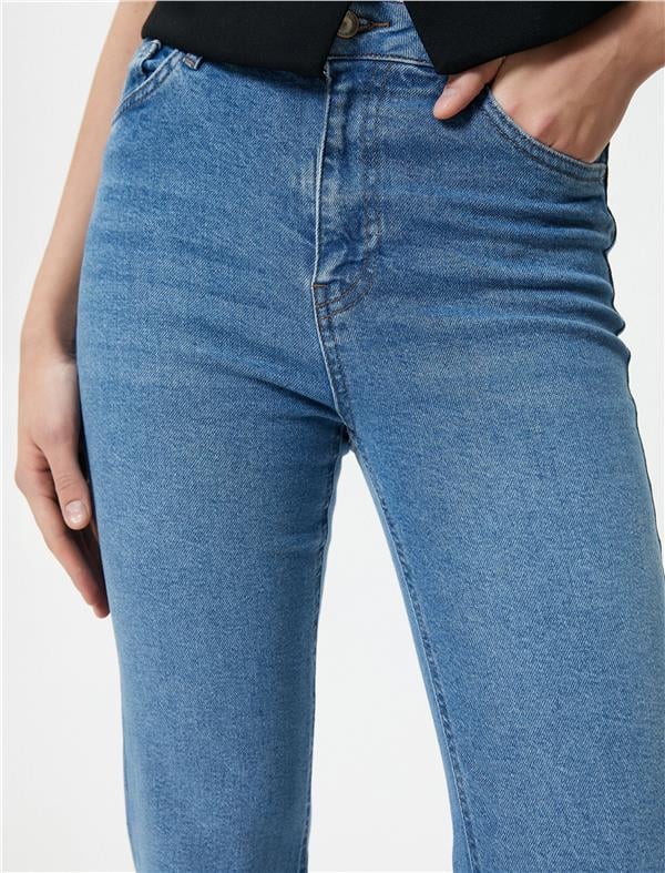 Koton 4Sal40006Md Mid Orta İndigo Kadın Pamuk Denim Pantolon