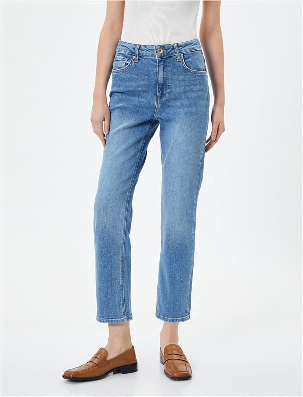 Koton 4Sal40008Md Lgt Açık İndigo Kadın Denim Pantolon