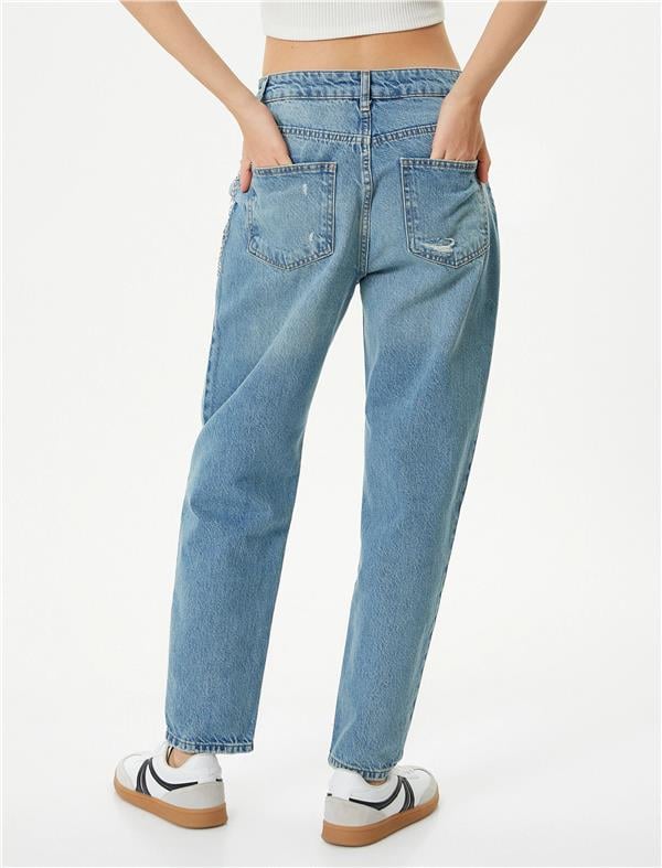 Koton 4Sal40015Md Lgt Açık İndigo Kadın Pamuk Denim Pantolon