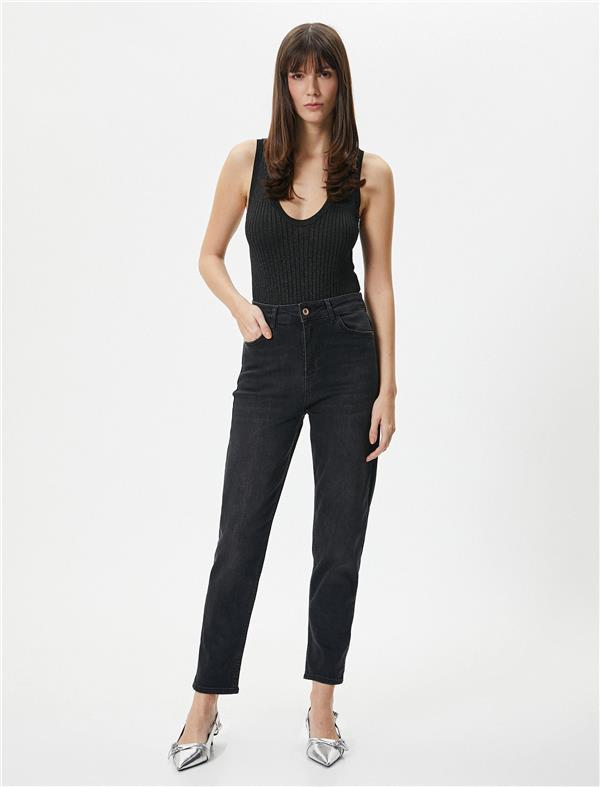 Koton 4Sal40025Md Blk Siyah Kadın Denim Pantolon
