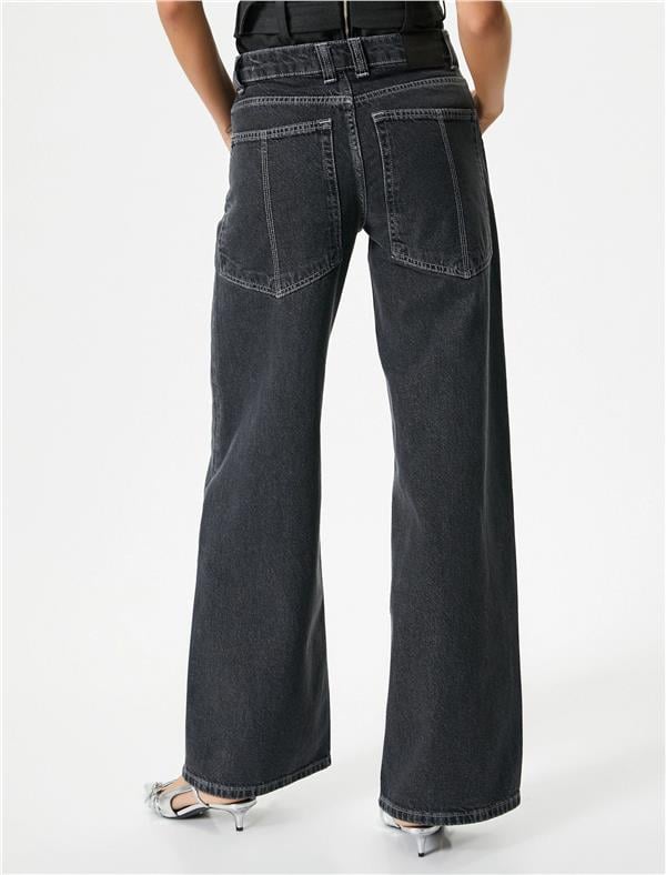 Koton 4Sal40053Md Blk Siyah Kadın Pamuk Denim Pantolon