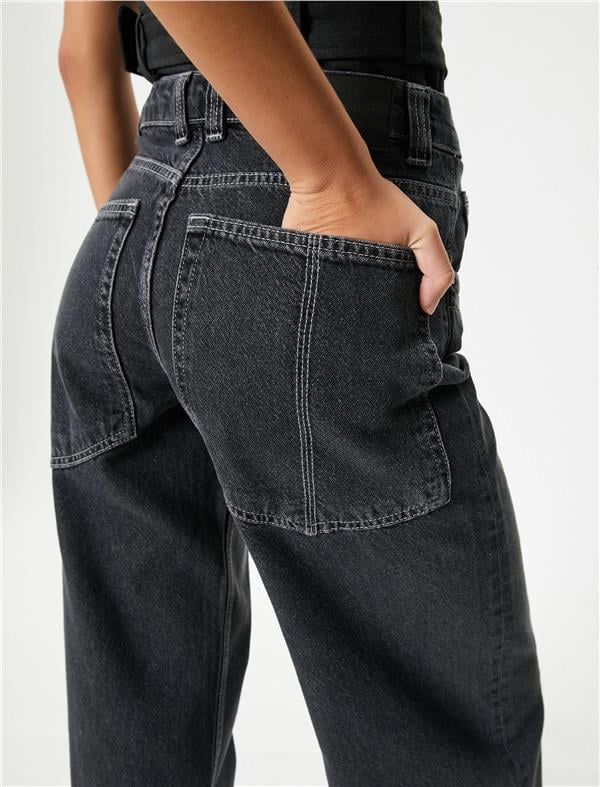 Koton 4Sal40053Md Blk Siyah Kadın Pamuk Denim Pantolon