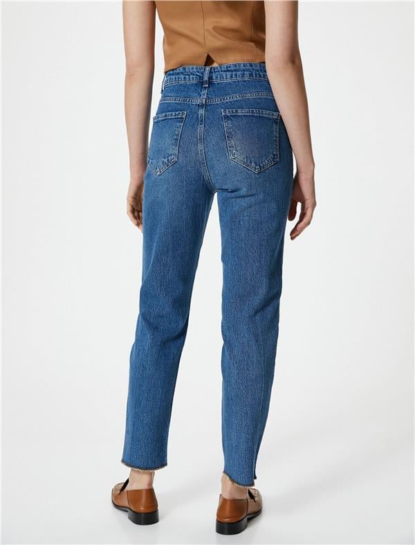 Koton 4Sal40104Md Mid Orta İndigo Kadın Pamuk Denim Pantolon
